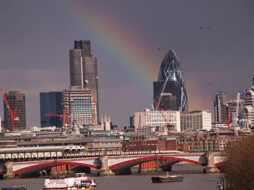 Rainbow over the City of London
